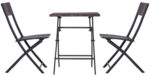 Polyrattan Bistroset für 2 Personen Sitzgruppe Rattan Gartenm?bel Set Garnitur Braun