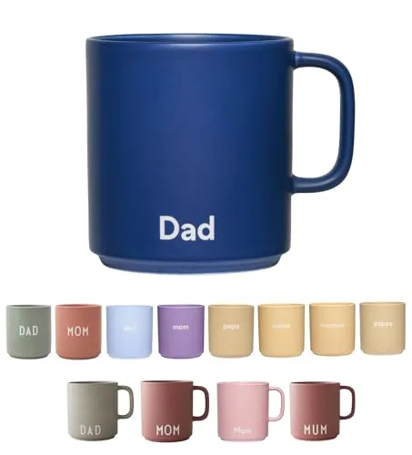 Design Letters Kaffeebecher mit Henkel Dad in blau von DESIGN LETTERS
