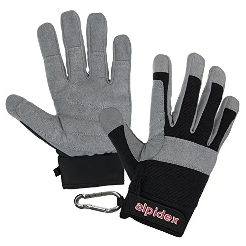 ALPIDEX Klettersteighandschuhe Unisex Fullfinger Handschuhe Kletterhandschuhe Full Finger Gloves Via Ferrata alle Finger geschlossen, Größe:M, Farbe:Wild Black