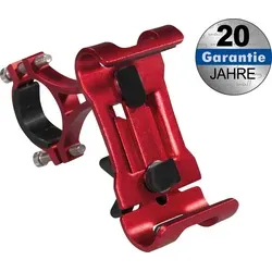 BIKE HR 22 - Fahrrad Handyhalterung, universal, Metall, rot - Universal Handyhalterung aus robustem Metall, ideal für Fahrräder, Roller und Motorräder. Mit Drehgelenk für Hoch- und Querformat, perfekt für Navigation und Musik während der Fahrt.