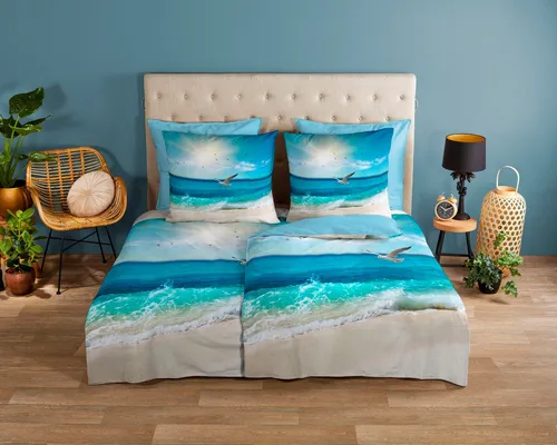 Xxxl Wendebettwäsche Sealife, Mehrfarbig, 135x200 cm - Stilvolle Wendebettwäsche aus 100% Baumwolle, atmungsaktiv und temperaturausgleichend. Ideal für ganzjährigen Einsatz, maschinenwaschbar und trocknergeeignet.