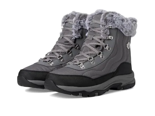 Skechers Trego-Stormie Damen Boots Waterproof Grau - Wanderschuhe: Bequeme, wasserdichte Boots mit warmem Kunstfell und rutschhemmender Synthetiksohle für optimalen Komfort und Sicherheit bei jedem Wetter.