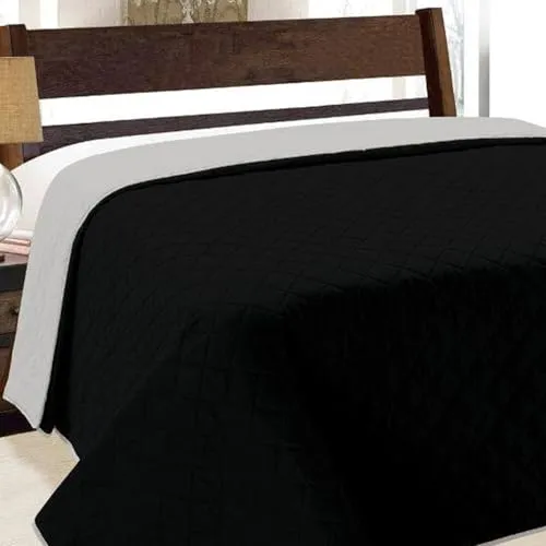 Euromat Tagesdecke Steppdecke Bettüberwurf (Ohne Kissenbezüge) Größe: 220x240 cm (Hellgrau Schwarz - Vigo 010)