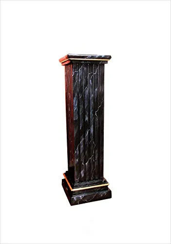 Antike Griechische Blumensäule - Marmor Schwarz Gold, Höhe 84 cm - Präsentationssockel für stilvolle Blumenarrangements, aus Faser verstärktem Stuckgips, elegant in Schwarz und Gold, ideal für besondere Anlässe.