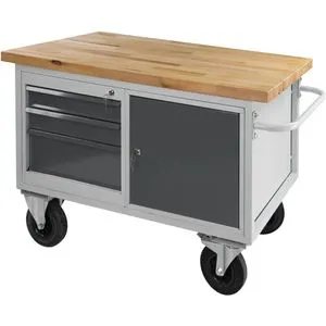 ADB Werkbank 44740, fahrbar, 130 x 82,7 x 60cm, mit 3 Schubladen und 1 Tür