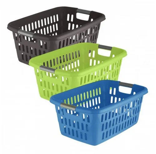 axentia Wäschekorb - 60 l, ideal für Wäsche und mehr - Wäschekorb mit großer Öffnung und seitlichen Eingriffen, ideal für trockene und feuchte Wäsche. Leicht zu reinigen und stapelbar, perfekt für den Alltag.