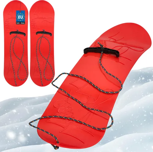 KOTARBAU® 2er Set Kinder 68 x 20 cm ohne Bindung Schlitten Board Schneerutscher Kindersnowboard mit Seil Kunststoff Rot