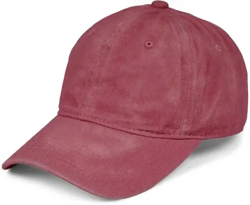 styleBREAKER Unisex Baseball Cap Vintage Look verstellbar 6-Panel Cappy in Washed Optik mit gebogenem Schirm Baumwolle Retro Cap Damen und Herren, Farbe:Weinrot