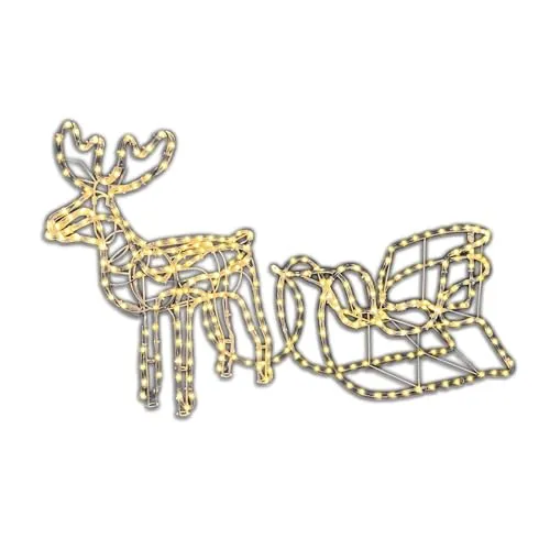 Rentier mit Schlitten LED Lichterkette Weihnachtsbeleuchtung 140 cm Lichtschlauch Deko by Nipach GmbH