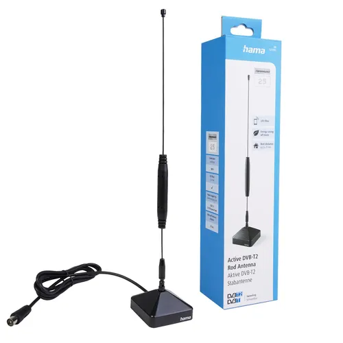 Hama DVB-T2 Stab-Antenne Aktiv 4K FULL HD TV Zimmer-Antenne für Receiver Radio