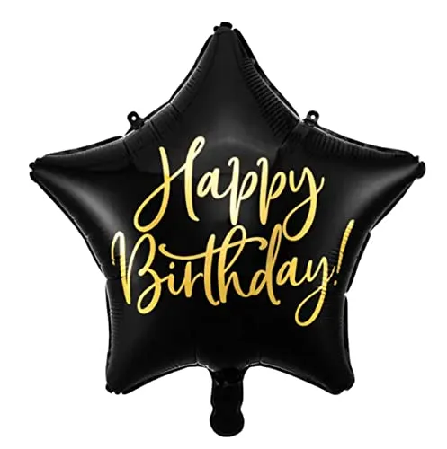 Libetui Folienballon Stern Happy Birthday Schwarzer Ballon Geburtstag PartyDeco Luftballon Geburtstag Ballon Stern Gold