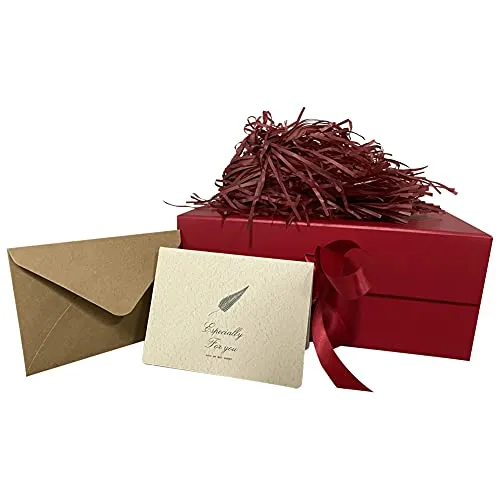 Rot Geschenkbox 23 x17 x10 cm, Geschenkkarton mit Magnetisch Deckel und Schleife für Hochzeiten, Weihnachten, Geburtstage, Jubiläen Geschenkverpackung Box