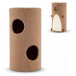 COSTWAY Kratztonne für Katzen, 2-stöckig mit Sisal-Kratzmatte, Braun - Bezaubernde Kratztonne für Katzen mit 2 gemütlichen Apartments. Der Sisal-Kratzbereich fördert gesunde Krallenpflege und schützt Ihre Möbel. Ideal für bis zu 15 kg, perfekt für entspannte Spielstunden!