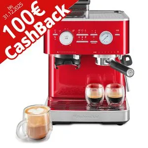 KitchenAid Espressomaschine 5KES6551ECA, 100€ Cashback - Siebträgermaschine in liebesapfelrot mit integriertem Mahlwerk und Milchaufschäumer für perfekten Milchschaum. Genießen Sie Barista-Qualität mit 15 bar Pumpendruck und schneller Heiztechnologie.