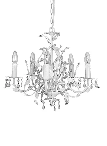 Grafelstein Kronleuchter Leaves - 5-armig, Kristalle & Blätter, Ø 50 cm - Eleganter 5-armiger Kronleuchter mit stilvollen Blätterverzierungen und Kristallen, ideal für jeden Einrichtungsstil. Erzeugt eine harmonische Lichtstreuung und setzt Akzente in Ihrem Raum.