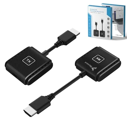 Reagle Kabelloser HDMI Transmitter & Receiver Set Full HD 1080p 60Hz, 50m Reichweite, Plug & Play HDMI Wireless Adapter für TV, Beamer, Laptop, PC Kein WLAN nötig