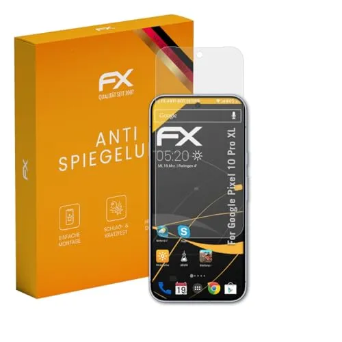 atFoliX Displayfolie kompatibel mit Google Pixel 10 Pro XL Schutzfolie, entspiegelnde und stoßdämpfende FX Folie (3X)