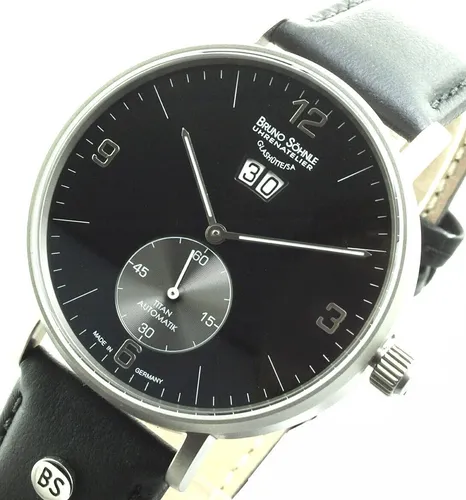 Bruno Söhnle Herren Uhr 17-12193-761 Titan Automatik Frankfurt - Armbanduhren für Herren, elegante Titan-Uhr mit Datumsanzeige, mechanischem Uhrwerk und hochwertigem Lederarmband – perfekt für stilbewusste Männer.