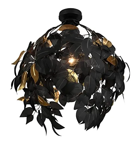 Reality Leuchten Deckenleuchte Leavy R60461032 - Moderne Deckenleuchte in Schwarz und Gold, mit einem Durchmesser von 38 cm und einer Höhe von 58 cm. Ideal für stilvolle Räume, exkl. 1x E27 Leuchtmittel.