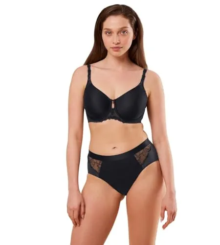 Wild Azalea Florale W01 BH Schwarz F 75 Damen - Eleganter Minimizer-BH mit botanischem Design, der das Brustvolumen optisch reduziert und gleichzeitig höchsten Komfort bietet. Ideal für eine natürliche Silhouette im Alltag und zu besonderen Anlässen.