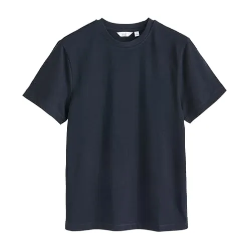 NEXT Herren Reguläre Passform T-Shirt aus schwerem Stoff Marineblau XS