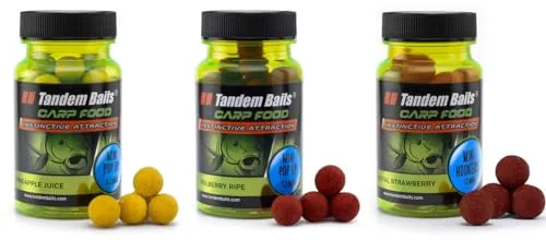 Tandem Baits Karpfen Futter Angelfutter Pop Ups Boilies Zig Rig Chod Rig Hakenköder Carp Food Perfection Mini Pop-Up 3-er Set 12 mm 30 g Flavour Mix Frucht