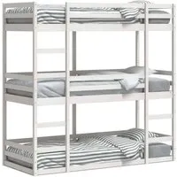 vidaXL Dreifach Etagenbett aus Kiefernholz - Praktisches Kinderbett mit Rausfallschutz und stabiler Leiter, ideal für kleine Räume und große Familien, verwandelt sich leicht in Einzelbetten.