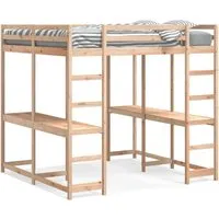 vidaXL Hochbett mit Schreibtisch & Leiter 140x200 cm - Hochbett aus massivem Kiefernholz mit integriertem Schreibtisch, ideal für kleine Räume. Robust, stabil und mit Rausfallschutz für sicheren Schlaf.
