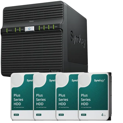 Synology DiskStation DS423 4 Einschübe NAS-Server Leergehäuse + 4x Synology Plus 3.5