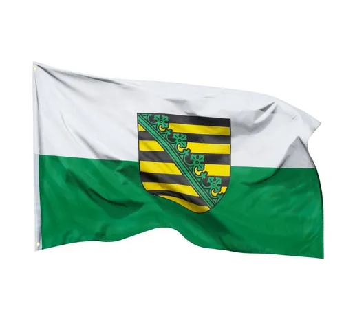 PHENO FLAGS Flagge Sachsen Flagge 90 x 150 cm Fahne Bundesländer Wappen (Hissflagge für Fahnenmast), Inkl. 2 Messing Ösen