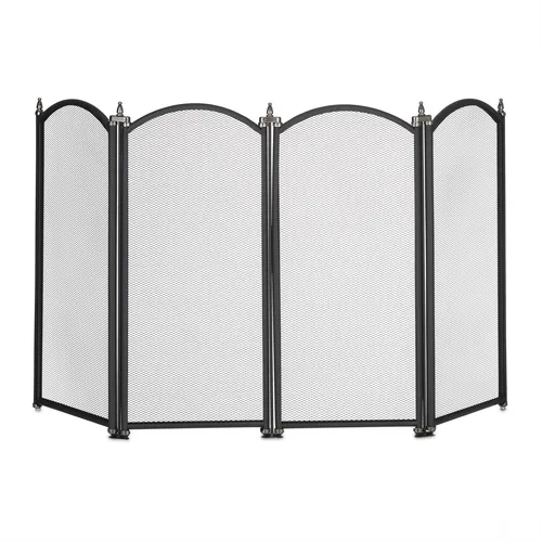 Funkenschutzgitter 4 Paneele - Kaminschutzgitter - Aschesauger für Innenbereich, faltbar und platzsparend, aus robustem Eisen, schützt vor Funkenflug und sorgt für Sicherheit beim Kaminbetrieb.