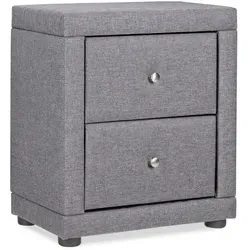 Homestyle4u 2512 Nachttisch Grau Stoff mit 2 Schubladen - Eleganter Nachttisch in Dunkelgrau mit 2 praktischen Schubladen für Ordnung im Schlafzimmer. Ideal für Bücher und Wecker, stabil und modern im Design.