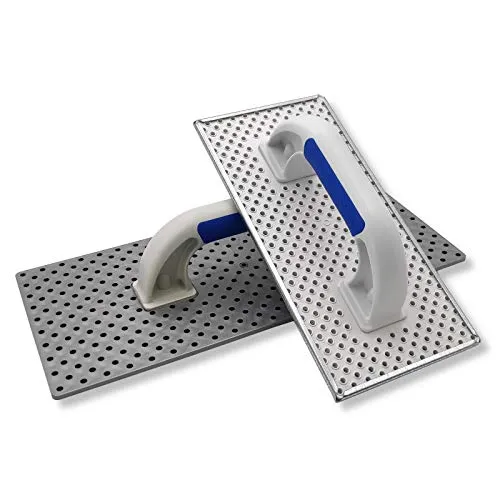 2er Set DEWEPRO® WDVS Kunststoff Schleifbrett mit Raspelbelag - 1x Reibebrett 365x165mm mit Kunststoff-Raspel und 1x Egalisierungsbrett 270x130mm mit Stahlblech-Raspel