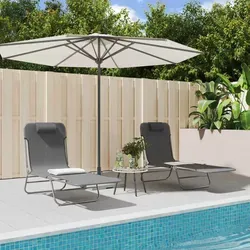 vidaXL Sonnenliege 2 STK. - Klappbare Gartenliege mit verstellbarer Rückenlehne - Liegen im Freien: Diese klappbaren Sonnenliegen aus robustem Stahl und UV-beständigem Textilene bieten hohen Liegekomfort und sind ideal für entspannte Stunden im Garten oder am Strand.