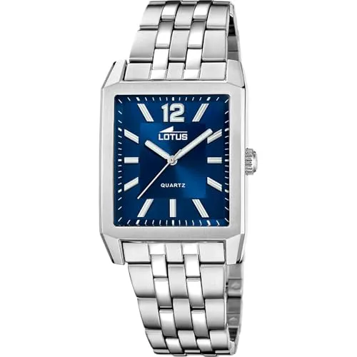Lotus Herren Uhr 18983/2 - Square Series - Elegante Armbanduhr für Herren aus Edelstahl mit rechteckigem Zifferblatt in Blau, 5 bar wasserdicht und ideal für jeden Anlass.