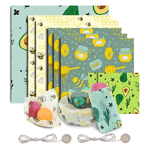 FOOLS ALIBAI Bienenwachstücher, 8er-Set – Bio-Bienenwachstücher – 100 natürliche und umweltfreundliche Bienenwachstücher, große Bienenwachstücher – wiederverwendbar – lebensmittelecht