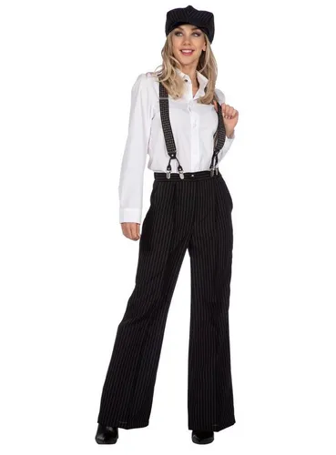 Metamorph Kostüm 20er Jahre Nadelstreifenhose mit Mütze