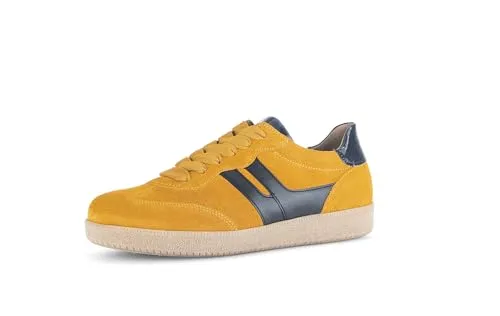 Gabor Damen Low-Top Sneaker, Frauen Halbschuhe,Laufschuhe,schnürschuhe,schnürer,Business,Freizeit,straßenschuhe,golden/Denim,37 EU / 4 UK