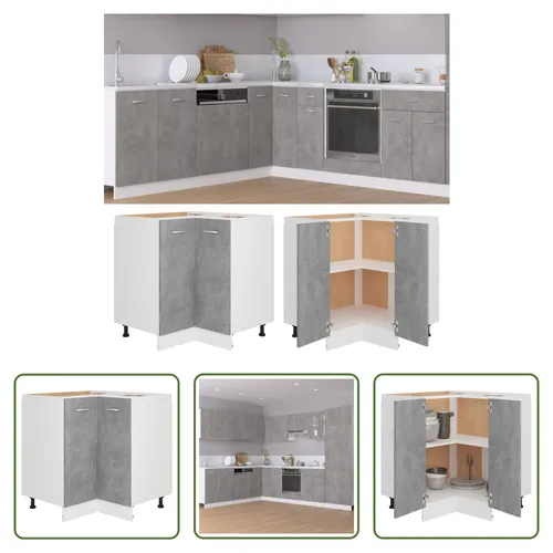 The Living Store Eckunterschrank Betongrau 75,5x75,5x80,5 cm