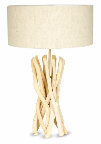 Einzigartige Tischlampe aus Treibholz 62cm in beige von Levandeo
