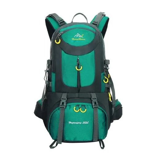 PORRASSO 50L Wanderrucksack Wasserdichter Rucksack Reiserucksack Trekkingrucksack Hiking Backpack für Damen Herren Camping Radfahren Klettern Reisen Sport Seeblau