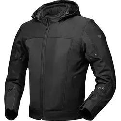 Modeka Davey Air Kapuzenjacke - Wasserdicht und Atmungsaktiv, Schwarz - M - Motorradjacke aus Softshell mit 10.000 mm Wassersäule, B-Protect® Protektoren und herausnehmbarer Humax® Membrane für optimalen Schutz und Komfort bei jedem Wetter.
