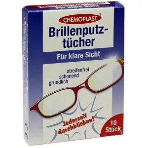 Chemoplast Brillenputztücher feucht, 13x 15 cm, aus Vlies, 10 Stück