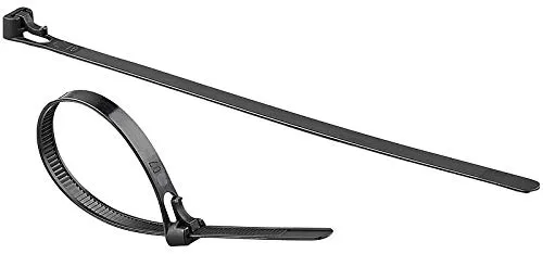 AGT Mehrweg-Kabelbindersets: 100er-Set wiederverschließbare Kabelbinder, schwarz, 200 x 7,6 mm (Ratschband, Kabelhalter, Audio Kabel)