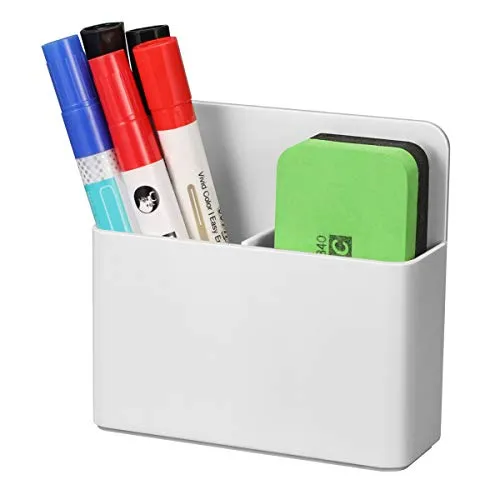 CASEBOT Stifthalter Magnetisch, Stifthalter Trocken Abwischbarer Markerhalterung für Whiteboard, Magnettafel Kühlschrank Spind sowie die metallische Oberflächen Marker Organizer Storage, Weiß