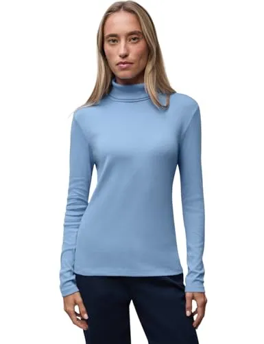 Street One Damen 3228577 Basic Rollkragenshirt, Frosted Blue, 44 - Bodies für Damen mit figurschmeichelnder Rippstruktur, das unkomplizierte Essential für jeden Anlass – perfekt für legere und schicke Outfits.