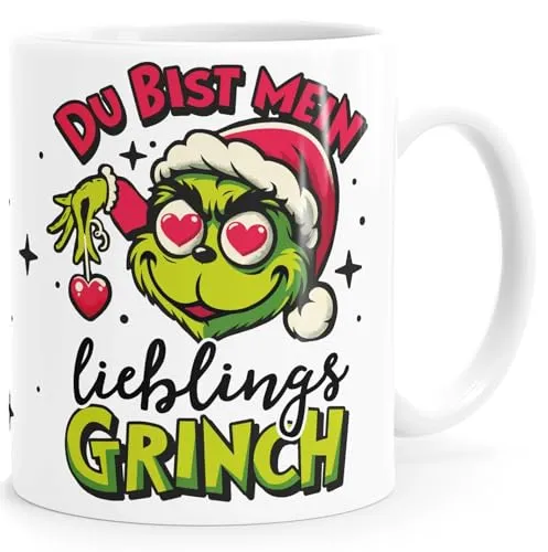 MoonWorks® Tasse Weihnachten Du bist mein Lieblingsgrinch Spruch Lustig Geschenkidee Lieblingsmensch weiss standard