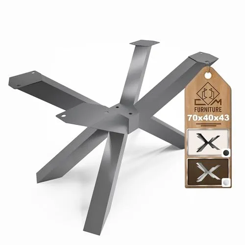 CM Furniture TISCHBEINE Spider Metall Mikado Anthrazit Couchtisch Füße Tischuntergestell Zartes Aussehen Tischgestell Höhenverstellbar Outdoor/Haus Tisch-KUFEN Kreuzgestell 43 cm Hoch Anti-Kratz-Pads