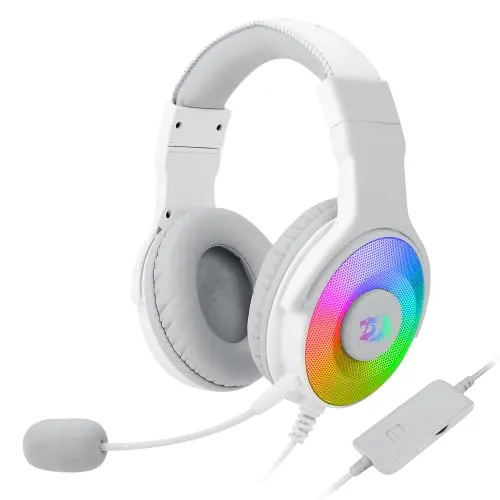Redragon Pandora 2 H350W RGB Gaming-Headset, weiß, High-Definition-Audio + starker Bass, Gaming-Kopfhörer mit abnehmbarem Mikrofon, große Ohrpolster, funktioniert auf PC/PS4/Xbox One/NS