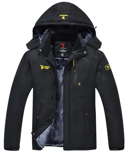 donhobo Herren Winter Fleecejacke Warm Jacke Softshelljacke Atmungsaktiv Outdoor Skijacke Winddichte Wasserdicht Funktionsjacke(Schwarz,M)